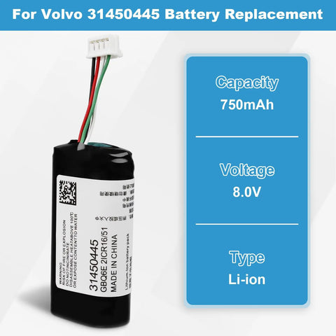 Volvo Digital Siren Alarm Battery Replacement 750mAh 3.42Wh, compatible with 31450445, for C40 S60 S90 V60 XC90 models