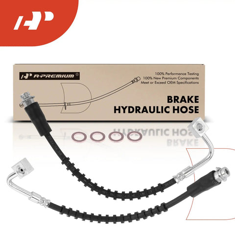 Front Brake Hydraulic Hose for Dodge Grand Caravan 2008 Through 2012 and 2018 Through 2020, Town and Country 2008 Through 2012, Ram CV 2012 Through 2015, and Volkswagen Routan 2009 Through 2014 Two Piece Set Direct Fit OE Style with EPDM core and zinc fittings