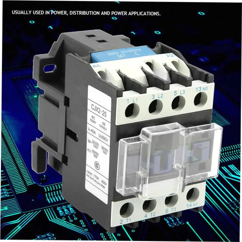 High Sensitivity Industrial AC Contactor 220V 25A Electric Switch For Efficient Power In Electronics DIY Projects And Home Audio Applications Ideal For Industrial Control And Machinery Hobbyist Electronics Setups. 25A AC contactor with clear cover and screw terminals
