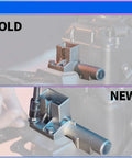 Comparison of old and new plug-and-play ignition switch lock for motorcycles and e-bikes, showing installation detail.