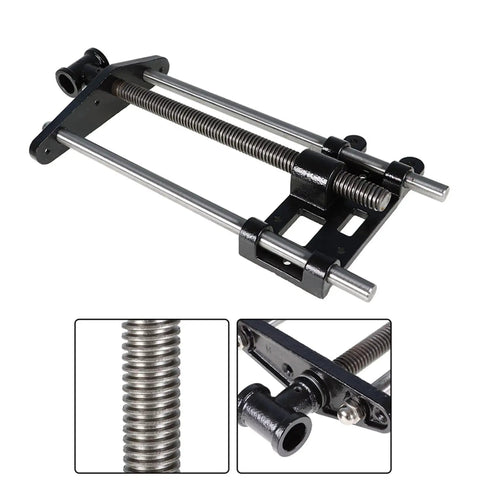 Industrial Grade Cast Iron Woodworking Bench Vise Featuring A Ten Inch Jaw And Reinforced Guide Rail, showing detailed slider mechanics.