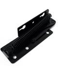 Black Heavy Duty Stainless Steel 80 Degree Foldable Lifting Brackets With Rock Solid Spring Action And Top Shelf Hardware Support For Cabinet Doors And Drawers Two Pack - close-up of black spring hinge.
