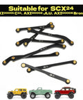 Beefy High Clearance Stainless Steel 4 Link Set For SCX24 C10 Bronco Wrangler JLU 4Runner Base Camp Axial One Twenty Four RC Crawler Upgrade Parts Eight Pieces Black, black stainless link set