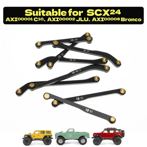 Beefy High Clearance Stainless Steel 4 Link Set For SCX24 C10 Bronco Wrangler JLU 4Runner Base Camp Axial One Twenty Four RC Crawler Upgrade Parts Eight Pieces Black, black stainless link set