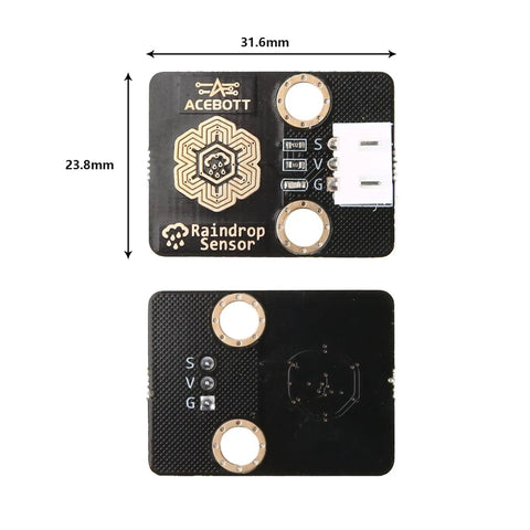 3Pcs Raindrop Sensor Module For ESP32 Arduino, wired rain detector board, 31.6mm x 23.8mm, black PCB with 3-pin connector
