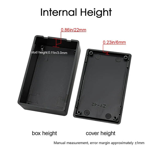 5 Pack Plastic Project Boxes Junction Case For Electronics Black External 3.1 In X 2.0 In X 1.0 In Internal view of ABS enclosure