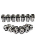 Solid Spring Collet Chuck Set In ER11 ER16 ER20 ER25 ER32 Sizes For CNC Lathe And Milling, 7 precision steel collets for stable grip.