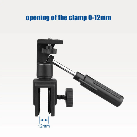 Car Window Mount Clamp For Spotting Scope Monocular Binocular Telescope And SLR Camera With Mounting Thread showing open clamps