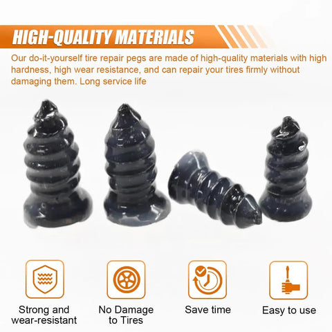 Close-up view of tire repair plugs from DIY Ready 60 Pieces Tire Repair Rubber Plug Kit With Screwdriver In Durable Case