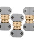 Super Tough 3 Pack Garden Hose Repair Connector Kit Made From Heavy Duty Aluminum Alloy For Durable Weatherproof Fixing Leaky Hoses With Super Quick No-Drip Brass Fitting Hardware That Saves You Time Cash And Keeps Your Yard Watering System Always Ready.