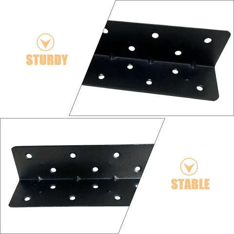 10Pcs Carbon Steel L Brackets Set With Mounting Screws for Cabinets Tables Chairs and Shelves 90 Degree Right Angle Corner