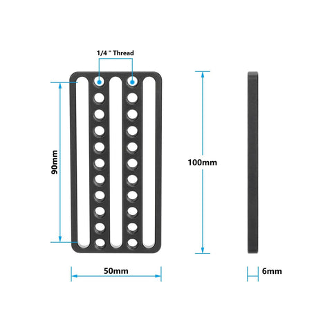 Heavy Duty Aluminum Cheese Mounting Plate With 1/4 Inch 20 Threads And Slots For Diy Video Photography Rig Accessories Built Tough Camera Adapter No Fuss Setup 3648 side view with dimensions shown
