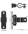 Built Tough Heavy Duty Carbon Steel Gate Hinges Featuring Removable Pin Design For Backyard Gates with measurements and design details.