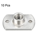 Badass M6 Tab Base Weld Nuts Heavy Duty Carbon Steel Inserts For Rock Solid Table Frames And Vintage Pipe Furniture Builds Silver Pack Of 10 - Close-up view of single M6 tab weld nut with internal threading.
