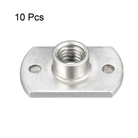 Badass M6 Tab Base Weld Nuts Heavy Duty Carbon Steel Inserts For Rock Solid Table Frames And Vintage Pipe Furniture Builds Silver Pack Of 10 - Close-up view of single M6 tab weld nut with internal threading.