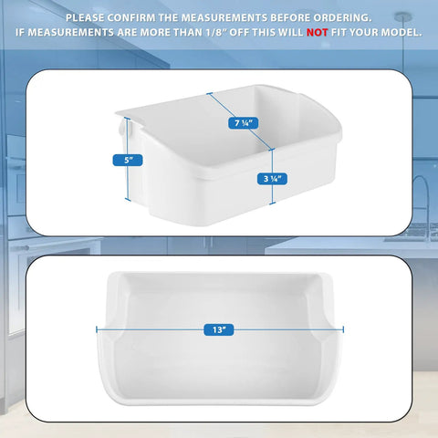 Upgraded 240324501 Door Bin Shelf Non-OEM Replacement white dimensions shown for Frigidaire Kenmore Electrolux refrigerator