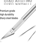 Close-up of knife handle and blade from 10 Pack Craft Knife Set With SK5 High Carbon Steel Blades For Pumpkin Carving, DIY Art And Stencil Projects