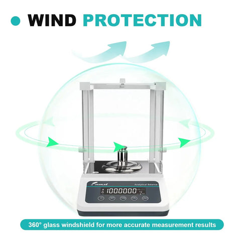 Top Notch Lab Grade Digital Analytical Balance With Auto Internal Calibration 0.1 Milligram Sensitivity With 360° Glass Windshield