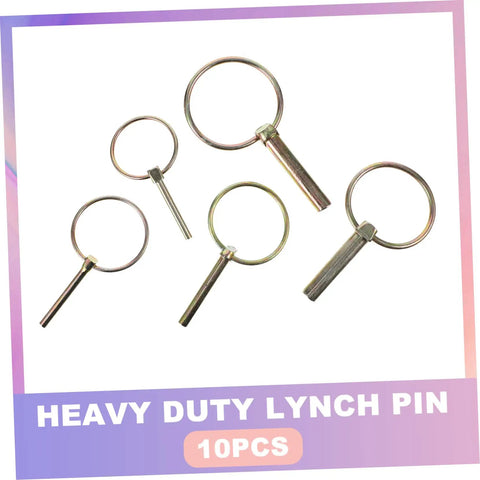 Heavy Duty Lynch Pin Locks Assortment Kit For Farm Tractors Trailers Mowers And Trucks Carbon Steel Pins With Zinc Plating For Rust Resistance Easy Quick Release Pin Fasteners For Farm Equipment And Outdoor Gear, 10pcs