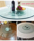 Game Changer Heavy Duty Lazy Susan For Large Round Dining Table With Thick Tempered Glass And Slick Rotating Turntable Tray on various tables.