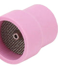 Grab A Fresh Set of 4 Premium TIG Welding Ceramic Nozzles And Torch Cups For High End WP9, 20, 25, 17, 18, And 26 Systems, pink ceramic nozzle with stainless steel filter.