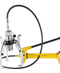 Heavy Duty Split Type Hydraulic Puller With Manual Pump For 5 Ton Bearing Race Gear Wheel Tire Extraction And Badass Garage Mechanics Daily Repair Kit, showing puller and pump.