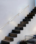 Heavy Duty Flush Handrail Set Wall Mount Stainless Steel Stair Railing Kit With Slick Silver Finish on concrete stairs.