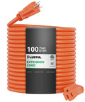 100 Ft 12/3 Outdoor Extension Cord Waterproof Heavy Duty 12 Gauge SJTW 15A 1875W ETL Listed Orange For Garden And Home Use Rugged Weatherproof