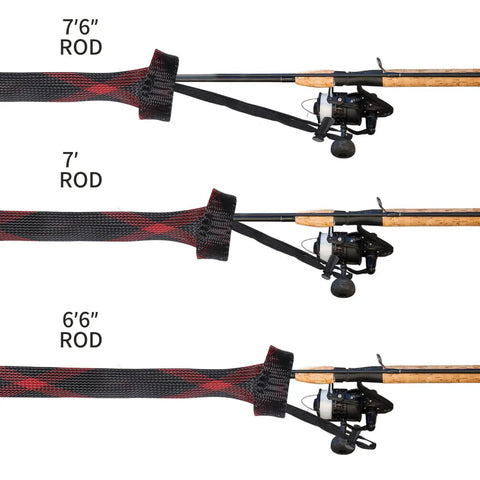 Ten Pack Braided Mesh Rod Sleeves For Casting Rods 74.8 Inch Length Fits 7Ft And 7.5Ft Rods Elastic End Strap With Lanyard Prevents Tangling Sea Fishing Gear on 7'6", 7' and 6'6" rods