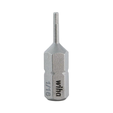 Single hex bit from 10 Piece Hex Bit Set With Inch Drive And Hardened Tool Steel Bits In Sizes From One Sixteenth Inch To One Quarter Inch