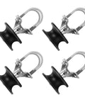 Pack Of Four Nylon Sliding Gate Rollers Engineered For Heavy Duty Track Systems with black nylon wheels and metal hardware.
