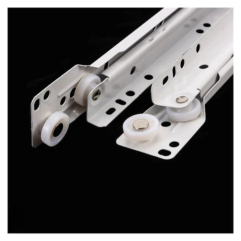Two Cabinet Rails And Drawer Track Slides For Quiet Smooth Movement On Computer Desks And Keyboard Setups Includes Chute And Roller Pulley System