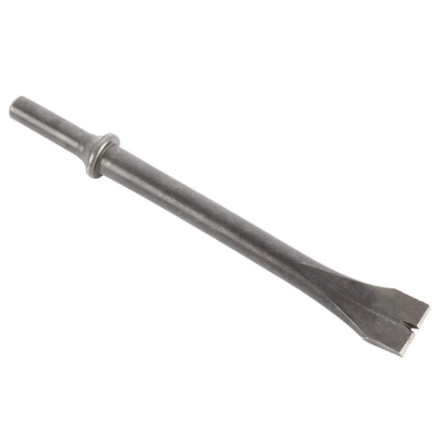Close-up of a chisel from the Nine Piece Pneumatic Air Hammer Chisel Set With Heat Treated Carbon Steel Bits For Tile Masonry Concrete Brick Stone Work
