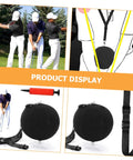 Product display of Portable Inflatable Golf Swing Trainer Posture Aid for Beginners with pump, compact design.