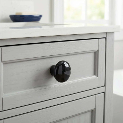 30 Pack Dope Black Ceramic Cabinet Knobs 1.5 Inch (38mm) Round Single Hole Door Knobs With 30 Screws Vintage Drawer Pulls