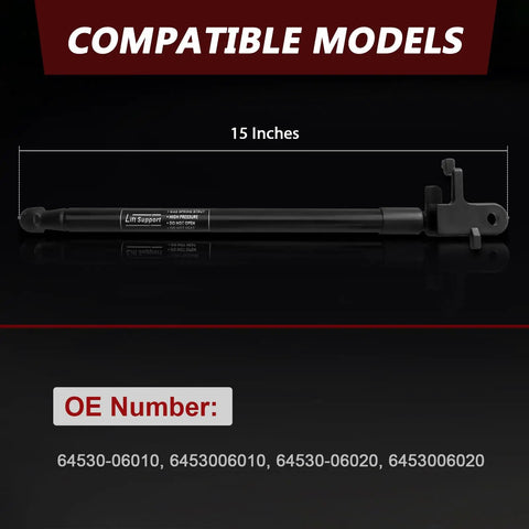 Heavy Duty Right Side Rear Trunk Deck Lid Lift Support Gas Strut Shock For Toyota Camry 2018 Through 2025, 15 inches length.