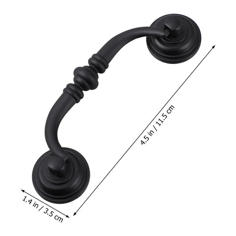 Vintage Wardrobe Drawer Pulls 4 Pack Matte Black Alloy Handles for Cabinets and Furniture, European Style Cabinet Hardware