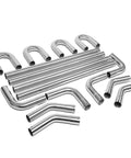 16 Piece 2.5 Inch Stainless Steel Exhaust Tubing Mandrel Bend Kit With Straight And U Bends Slip Fit Joints Universal Fit