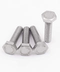 Stainless steel hex bolts, 1/4-20 x 1-1/2 in, fully threaded; five bolts visible