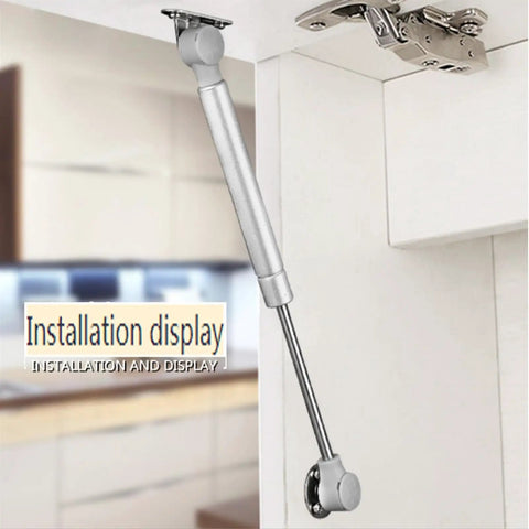 Installed Two Sets Silver Ten Inch Gas Strut With 120 Newton Lift Force 27 Pound Hydraulic Air Prop Lift Support For Cabinets