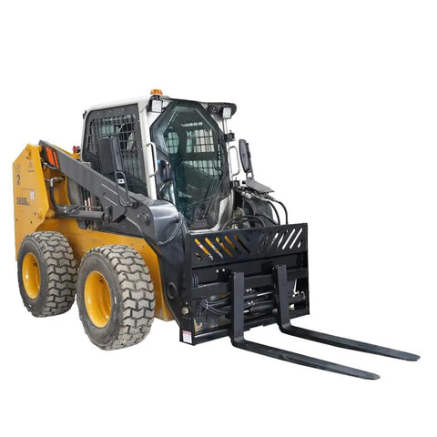 Rock Solid Hydraulic Adjustable Sliding Forks Designed For Your Skid Steer Loader hauls up to two ton capacity with hydraulic control.