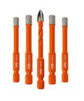Dry Diamond Drill Bits Set With Quick Change Hex Shank For Granite Marble Porcelain Ceramic Tile, Includes Four 1/4 Inch Diamond Bits And One 1/4 Inch Carbide Drill Bit