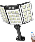 Solar Street Lights Outdoor, Double Big Solar Panels 800Leds Wireless Solar Flood Lights with adjustable 3-head design.