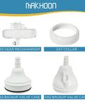 G52 Backup Valve Replacement For Polaris Pool Cleaners components including G53 Gear, G57 Collar, and valve cases on blue background