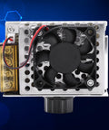 Close-up of Beefy 4000W SCR Voltage Regulator and Electric Motor Speed Controller Dimmer, fan and wiring visible