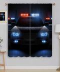 Patrol Wagons Themed Blackout Curtains For Kids Room Decor With City Police Cars And Warning Lights, Rod Pocket Thermal