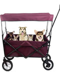 Collapsible Wagon Cart With Wheels Foldable Utility Wagon For Shopping And Outdoor Adventures, Silent Universal Wheels, with pets inside