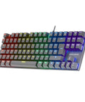 Tenkeyless Mechanical Gaming Keyboard With Brown Tactile Switches And Dynamic RGB Glow showcasing vibrant lighting effects in a compact design.