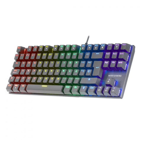 Tenkeyless Mechanical Gaming Keyboard With Brown Tactile Switches And Dynamic RGB Glow showcasing vibrant lighting effects in a compact design.