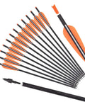 16 Inch Carbon Crossbow Bolts With 4 Inch Vanes And Removable 100 Grain Tips, Durable Straight Flight Arrows For Beginners And Hunters, Packs Of 12